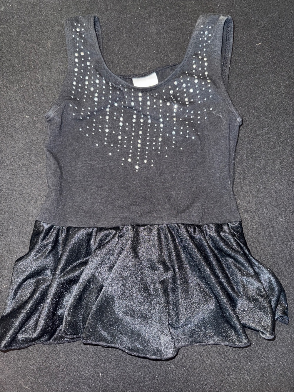 Cat & Jack Black Tank Dance Dress with Silver Rhinestones